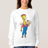 Giraffe als timmerman met hout trui (Voorkant)