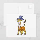 Giraffe als tovenaar met toverstaf en hoed briefkaart (Voorkant / Achterkant)