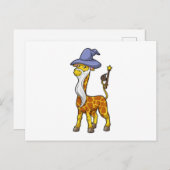Giraffe als tovenaar met toverstaf & hoed briefkaart (Voorkant / Achterkant)