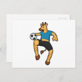 Giraffe als voetballer met voetbal briefkaart (Voorkant / Achterkant)