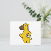 Giraffe als voetballer met voetbal briefkaart (Staand voorkant)