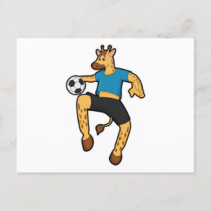Giraffe als Voetbalspeler met Voetbal Briefkaart