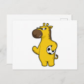 Giraffe als Voetbalspeler met Voetbal Briefkaart (Voorkant / Achterkant)