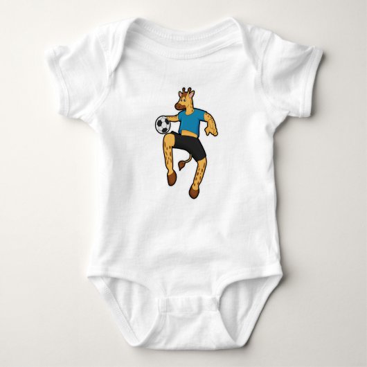 Giraffe als Voetbalspeler met Voetbal Romper (Voorkant)