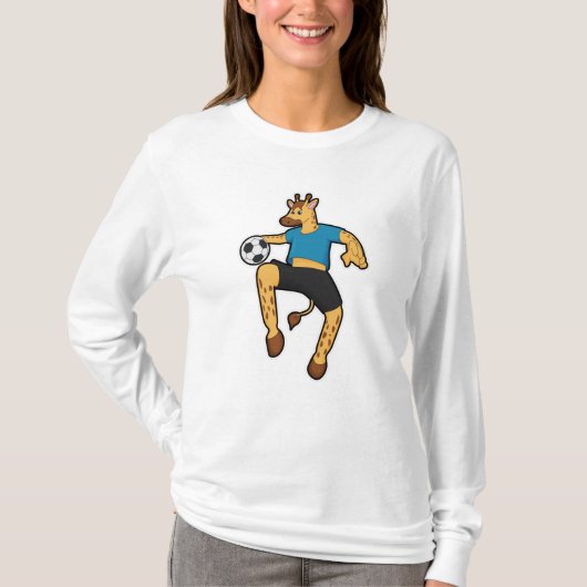 Giraffe als Voetbalspeler met Voetbal T-shirt (Voorkant)
