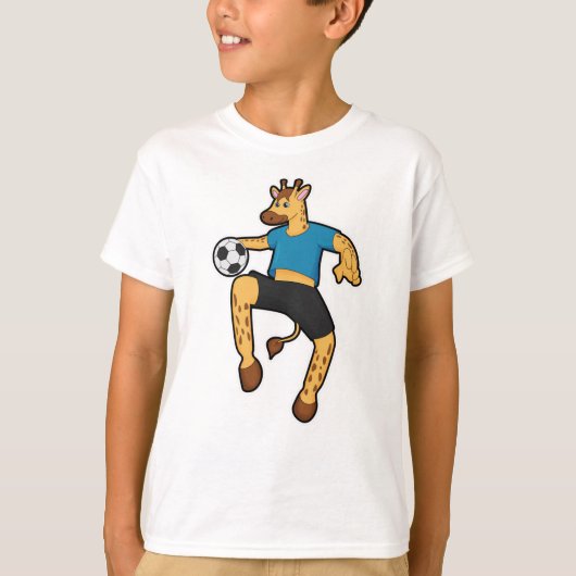 Giraffe als Voetbalspeler met Voetbal T-shirt (Voorkant)