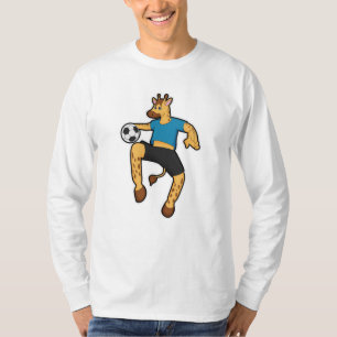 Giraffe als Voetbalspeler met Voetbal T-shirt