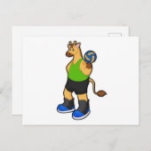 Giraffe als Volleybalspeler met Volleybal Briefkaart (Voorkant / Achterkant)