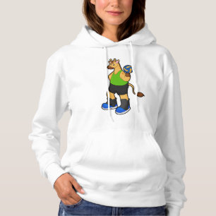 Giraffe als volleybalspeler met volleybal hoodie