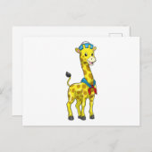 Giraffe als zeiler met matrozenhoed briefkaart (Voorkant / Achterkant)