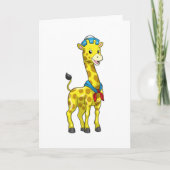 Giraffe als zeiler met zeilermanstrohoed kaart (Voorkant)