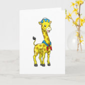 Giraffe als zeiler met zeilermanstrohoed kaart (Gele Bloem)