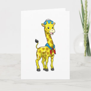 Giraffe als zeiler met zeilpet kaart