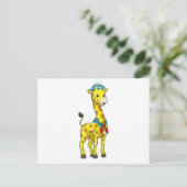 Giraffe als zeiler met zeilshoed briefkaart (Staand voorkant)