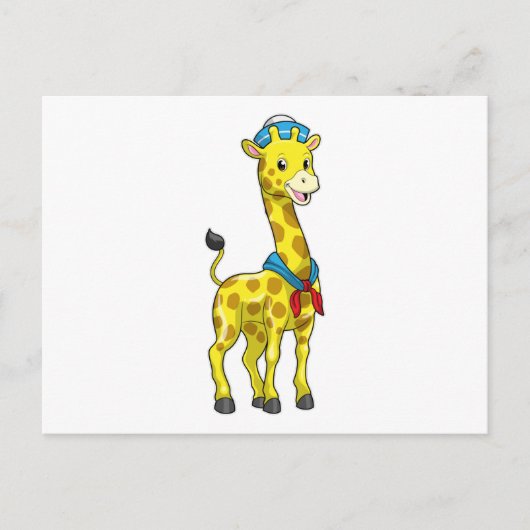 Giraffe als zeiler met zeilshoed briefkaart (Voorkant)