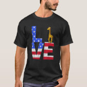 Giraffe American Flag Sunglasses 4th of July Patri T-shirt (Voorkant)