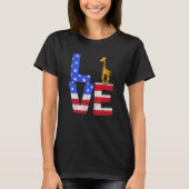 Giraffe American Flag Sunglasses 4th of July Patri T-shirt (Voorkant)