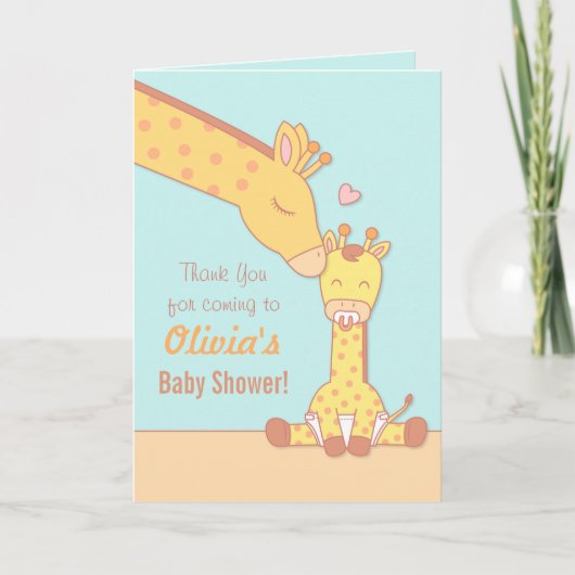 Giraffe and Cute Baby Calf Thank You Greeting Card Bedankkaart (Voorkant)