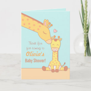Giraffe and Cute Baby Calf Thank You Greeting Card Bedankkaart