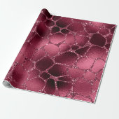 Giraffe Animal Black Spark Marsal Glitter Burgundy Cadeaupapier (Uitgerold)
