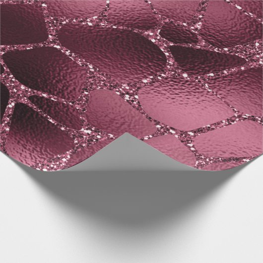 Giraffe Animal Black Spark Marsal Glitter Burgundy Cadeaupapier (Hoek)