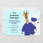 Giraffe Animal Blue Pet Gown Kind Afstuderen Kaart (Voorkant)