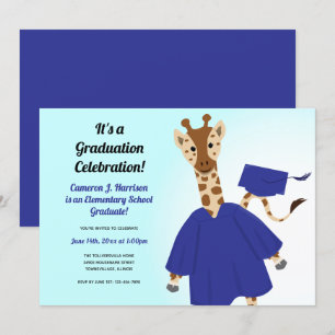 Giraffe Animal Blue Pet Gown Kind Afstuderen Kaart