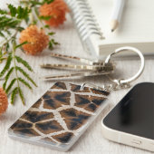 giraffe animal fur skin texture wild leather patte sleutelhanger (Voorkant Rechts)