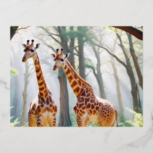 Giraffe Animal Natuur Wildlife Affection Caring Folie Feestdagen Briefkaart