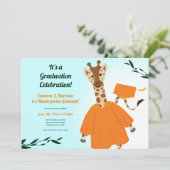 Giraffe Animal Oranje Green Blue Kind Afstuderen Kaart (Staand voorkant)