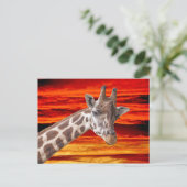Giraffe Animal Portret tegen een Sunset Sky Briefkaart (Staand voorkant)