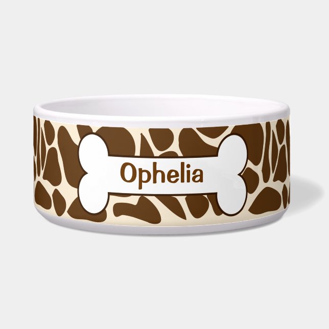 Giraffe Animal Print Pattern Food Dish Gepersonali Voerbakje (Voorkant)