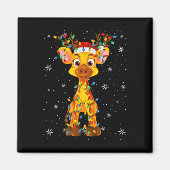 Giraffe Animal Santa Hat Lelijk Kerstboomlicht Magneet (Voorkant)