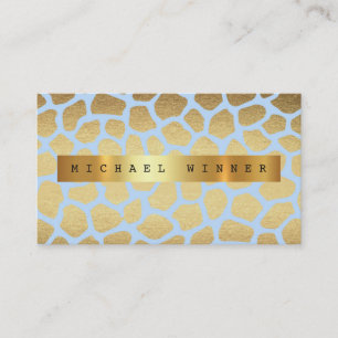 Giraffe Animal Skin Safari Vip Golden Blue Foil Visitekaartje