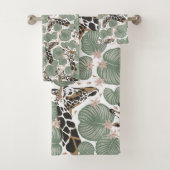 Giraffe Animal Tropical Leaf Oerwoud Patroon Bad Handdoek (Insitu)