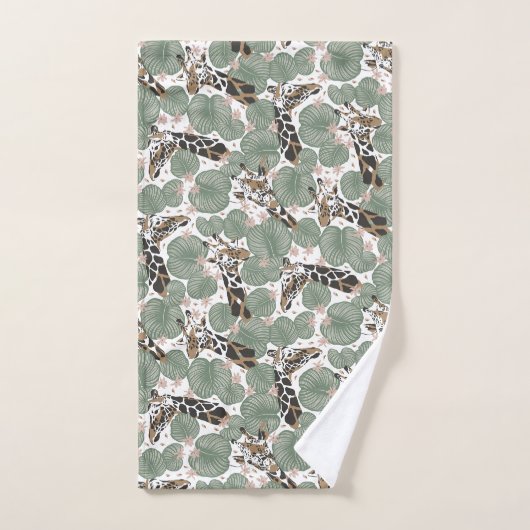 Giraffe Animal Tropical Leaf Oerwoud Patroon Bad Handdoek (Handdoek)