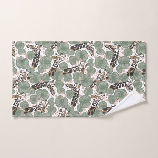 Giraffe Animal Tropical Leaf Oerwoud Patroon Bad Handdoek (Handdoek)