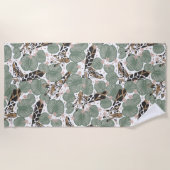 Giraffe Animal Tropical Leaf Oerwoud Patroon Strandlaken (Voorkant)