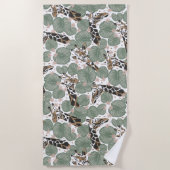 Giraffe Animal Tropical Leaf Oerwoud Patroon Strandlaken (Voorkant)
