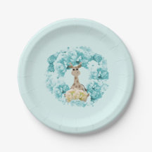 Giraffe Aqua Bloemenkrans Papieren Borden