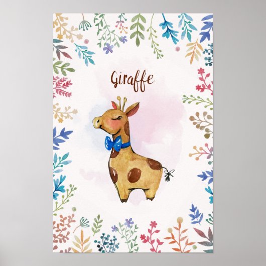 Giraffe aquarel poster (Voorkant)