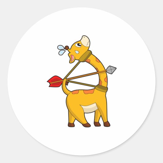 Giraffe Archer Arrow Bow Ronde Sticker (Voorkant)