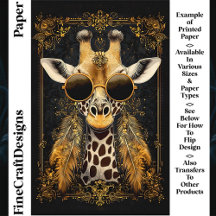 Giraffe, Art Nouveau, Gouden CM4 Scrapbook Papier