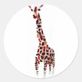 Giraffe Art Wild Animal Ronde Sticker (Voorkant)