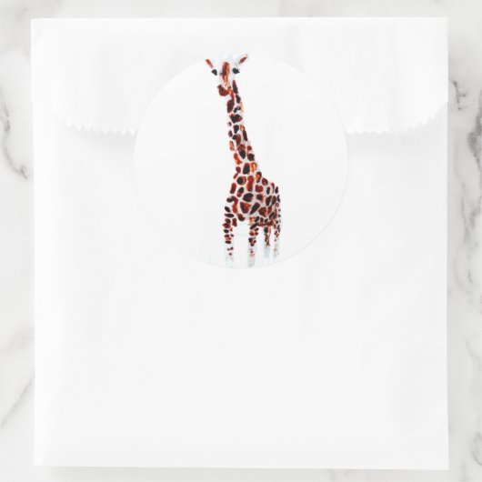 Giraffe Art Wild Animal Ronde Sticker (Tas)