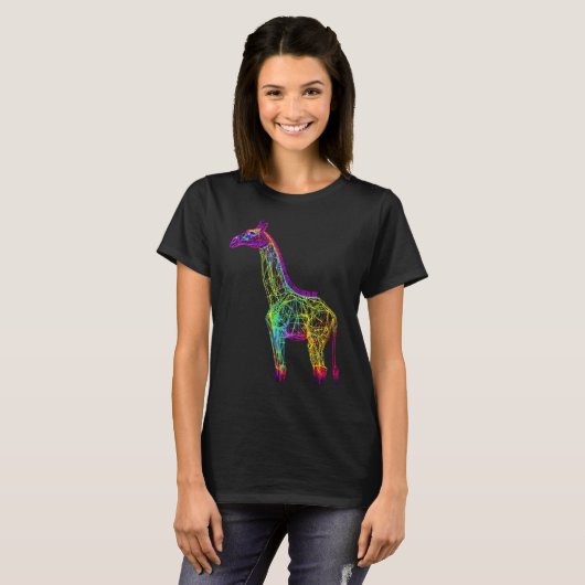 Giraffe Artwork Animal Colourful Giraffe T-shirt (Voorkant volledig)