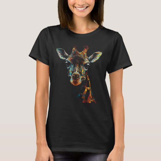 Giraffe Artwork - Polygon Animal T-shirt (Voorkant)