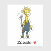 Giraffe as Farmer with Pitchfork Sticker (Vel)
