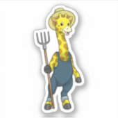 Giraffe as Farmer with Pitchfork Sticker (Voorkant)