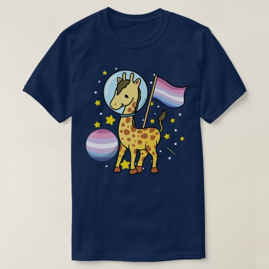 Giraffe Astronaut Bigender Pride T-shirt (Design voorkant)